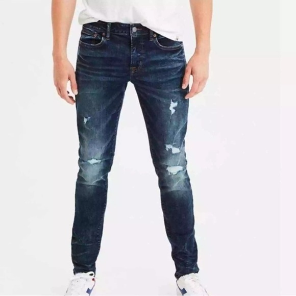 NWOT American Eagle Next Level Flex Men's Distressed Slim Straight Jeans 34x34